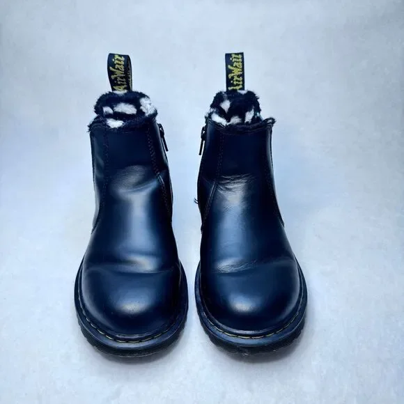 Dr. Martens Kid's Size 3 Leonore Romario Black White Polka Dot Ankle Boots